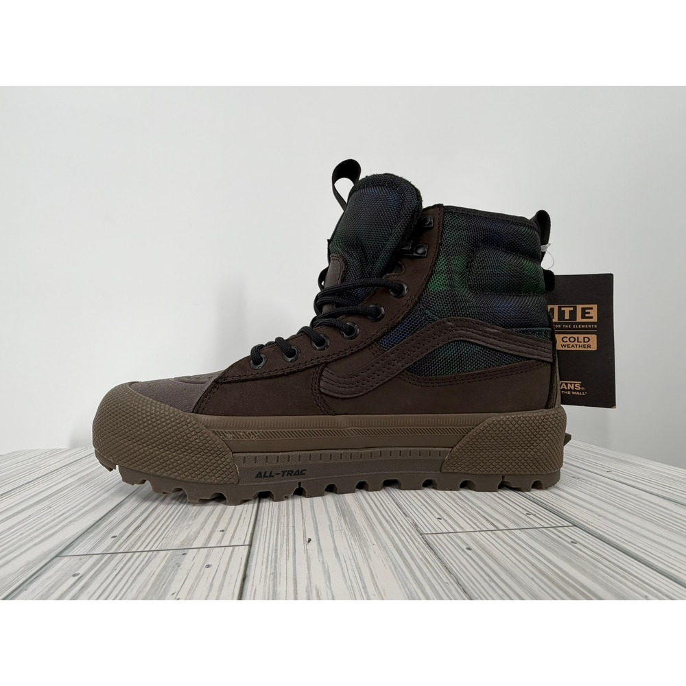 Vans Sk8-Hi Gore Tex MTE 3 Tech Plaid Brown Green Boots Men Size 7.5 VN0A5I11BGS - Picture 2 of 15